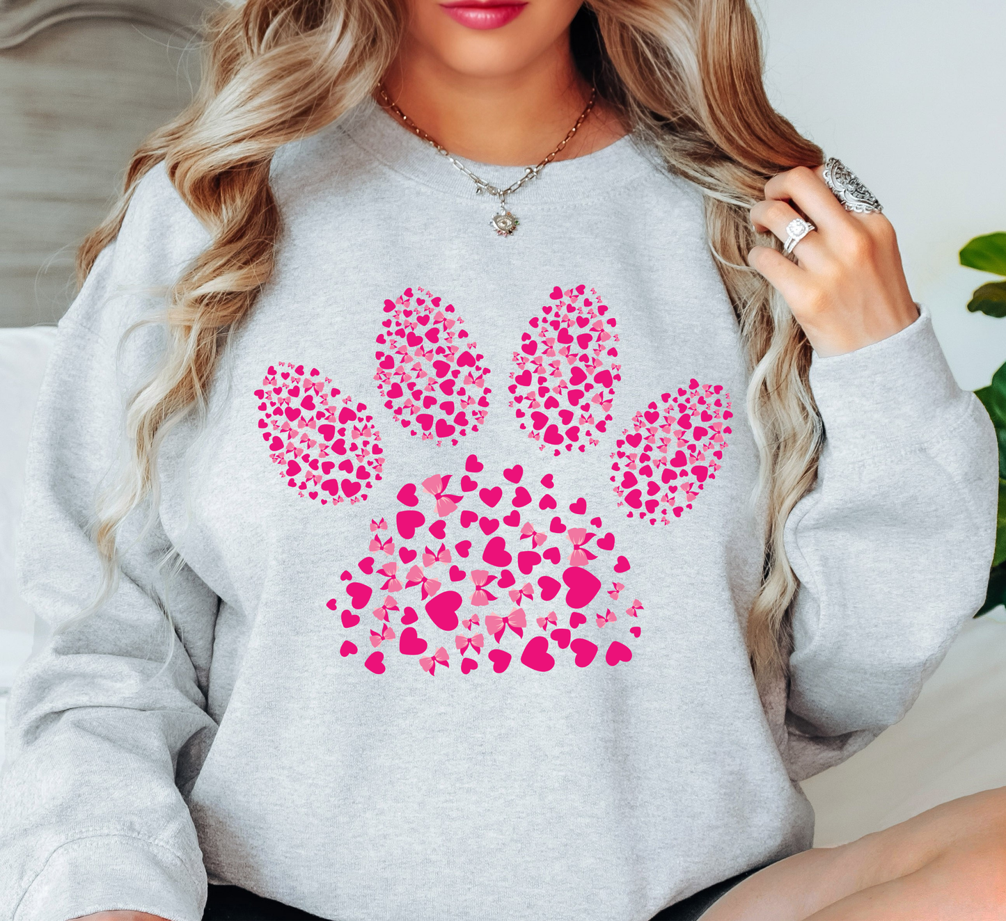 Pink Pet Paw Sweatshirt | Pawsitive Vibes Collection | Unique Gifts for Family and Friends