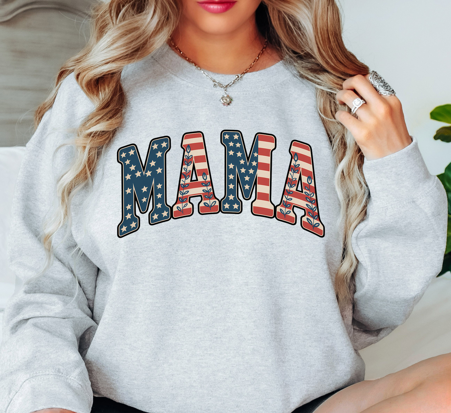 USA Floral Mama Sweatshirt | Mama Mode Activated Collection | Unique Gifts for Family Friends