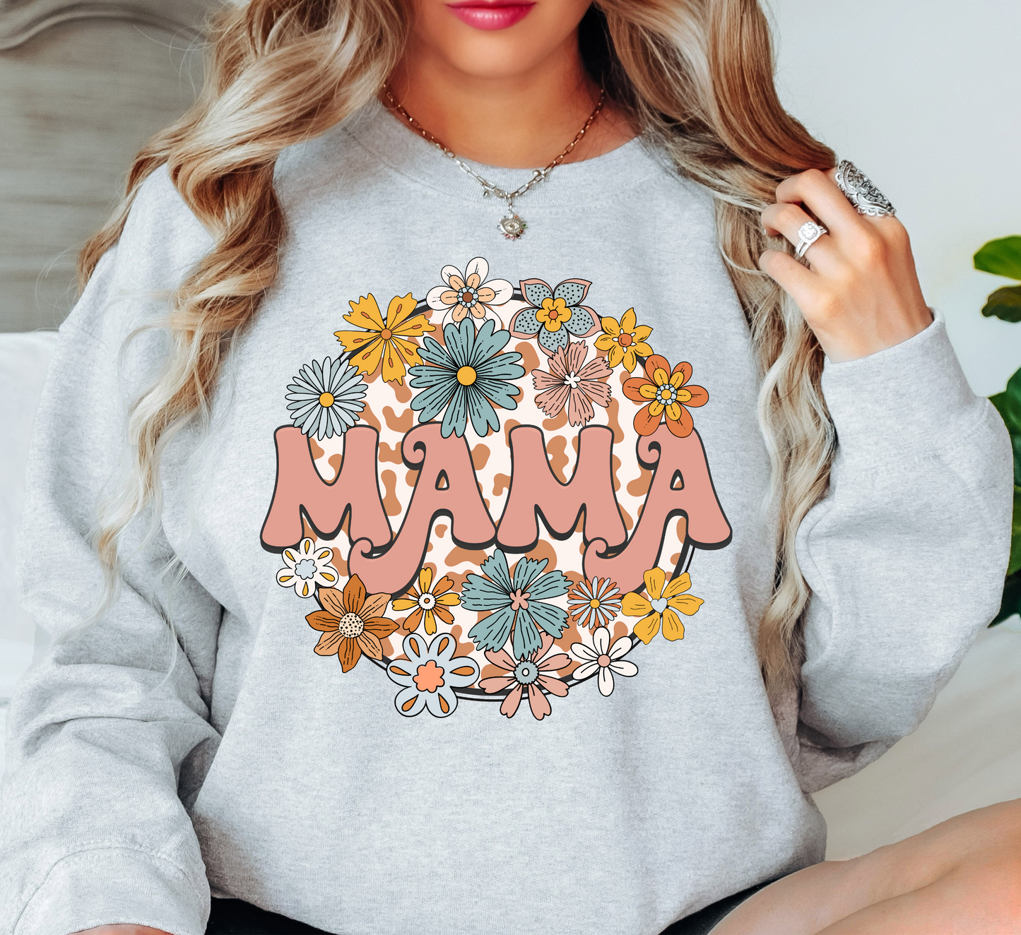 Retro Groovy Floral Mama Sweatshirt | Mama Mode Activated Collection | Unique Gifts for Family Friends