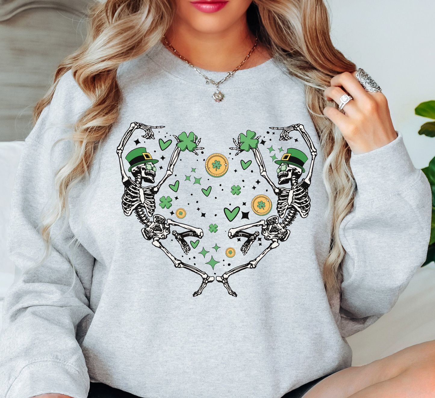 Dancing Skeleton Heart Sweatshirt | Feeling Lucky Collection | Unique Gifts for Family Friends