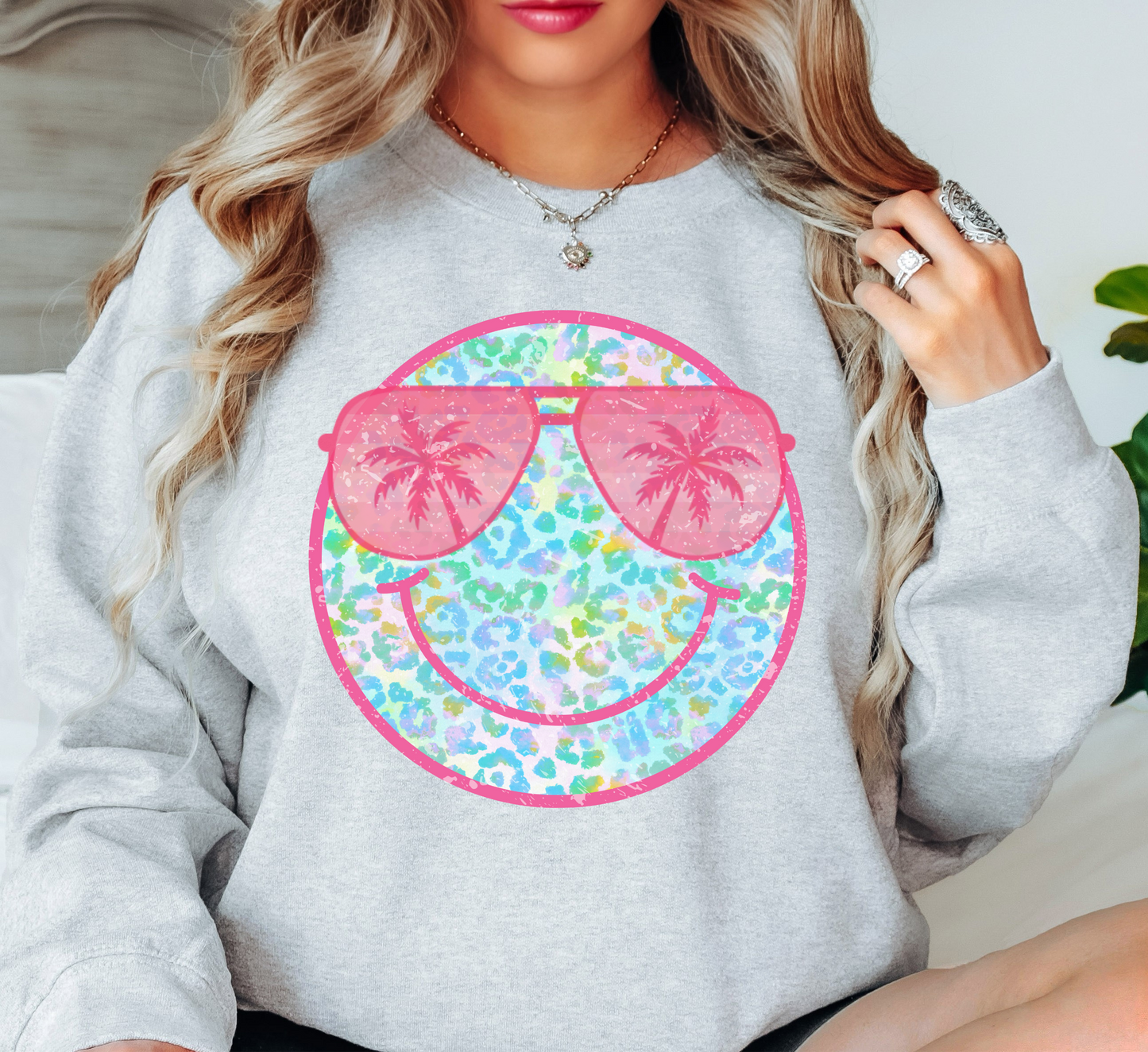 Leopard Beach Smiley Sweatshirt | Beach Breeze Collection | Unique Gifts for Family Friends