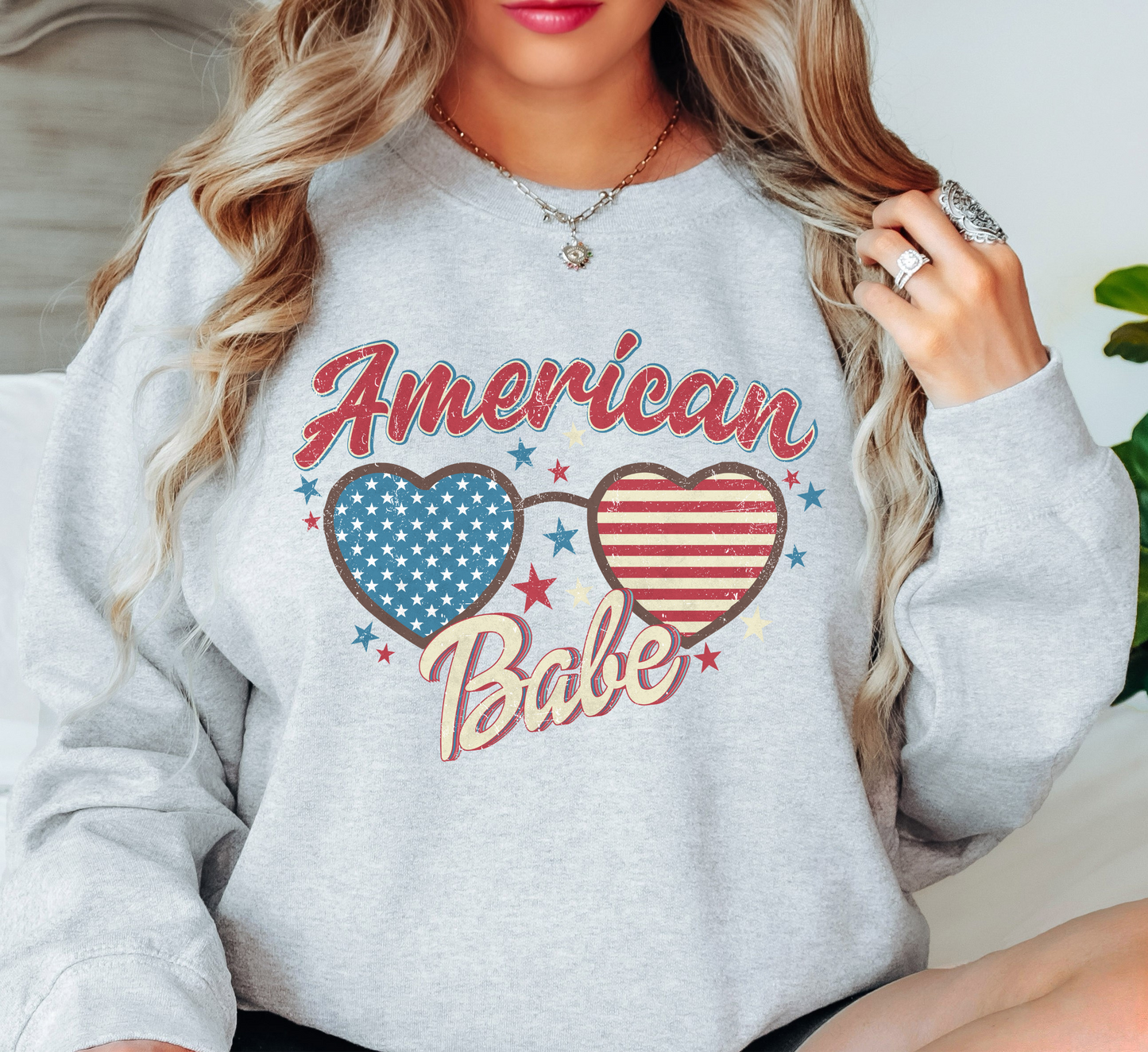 American Babe Sweatshirt | Stars and Stripes Collection | Unique Gifts for Family and Friends