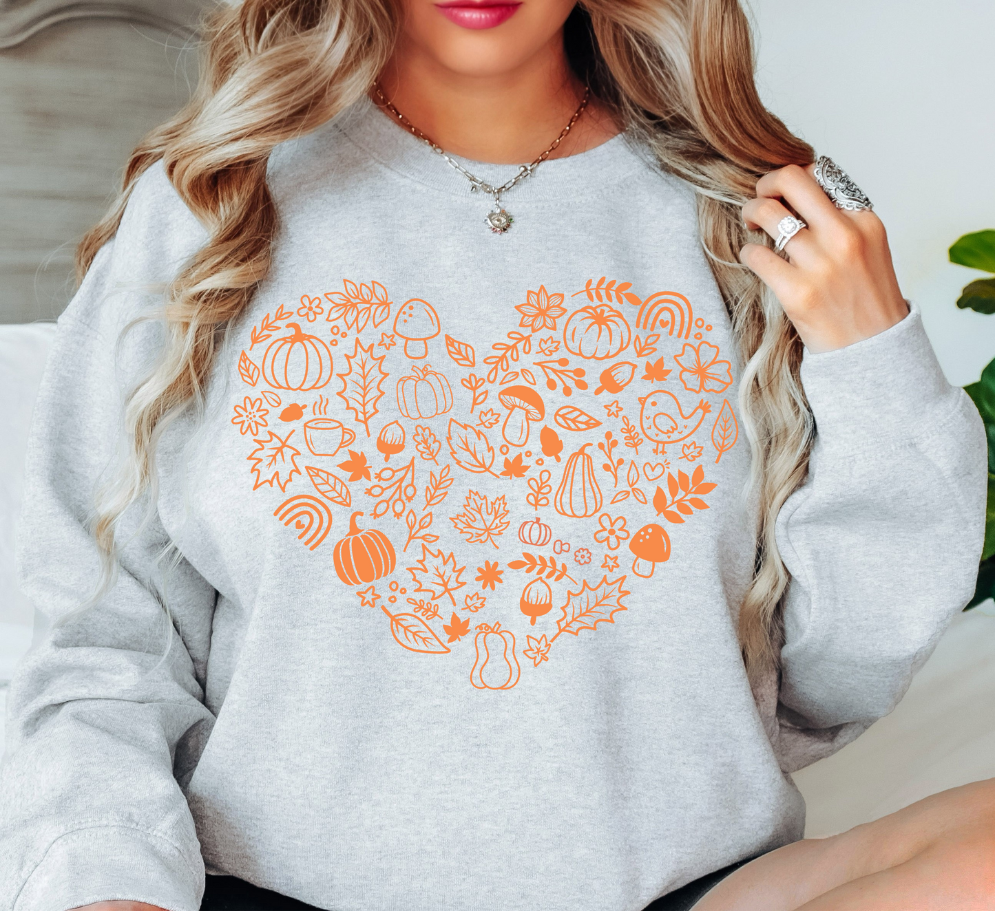 Autumn Doodles Heart Sweatshirt | Harvest Joy Collection | Unique Gifts for Family Friends