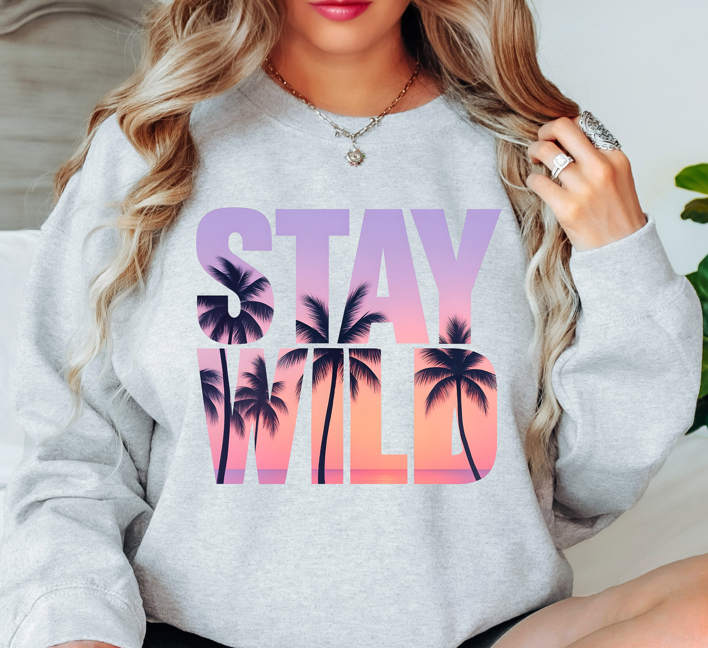 Stay Wild Palm Trees Sweatshirt | Beach Breeze Collection | Unique Gifts for Family Friends