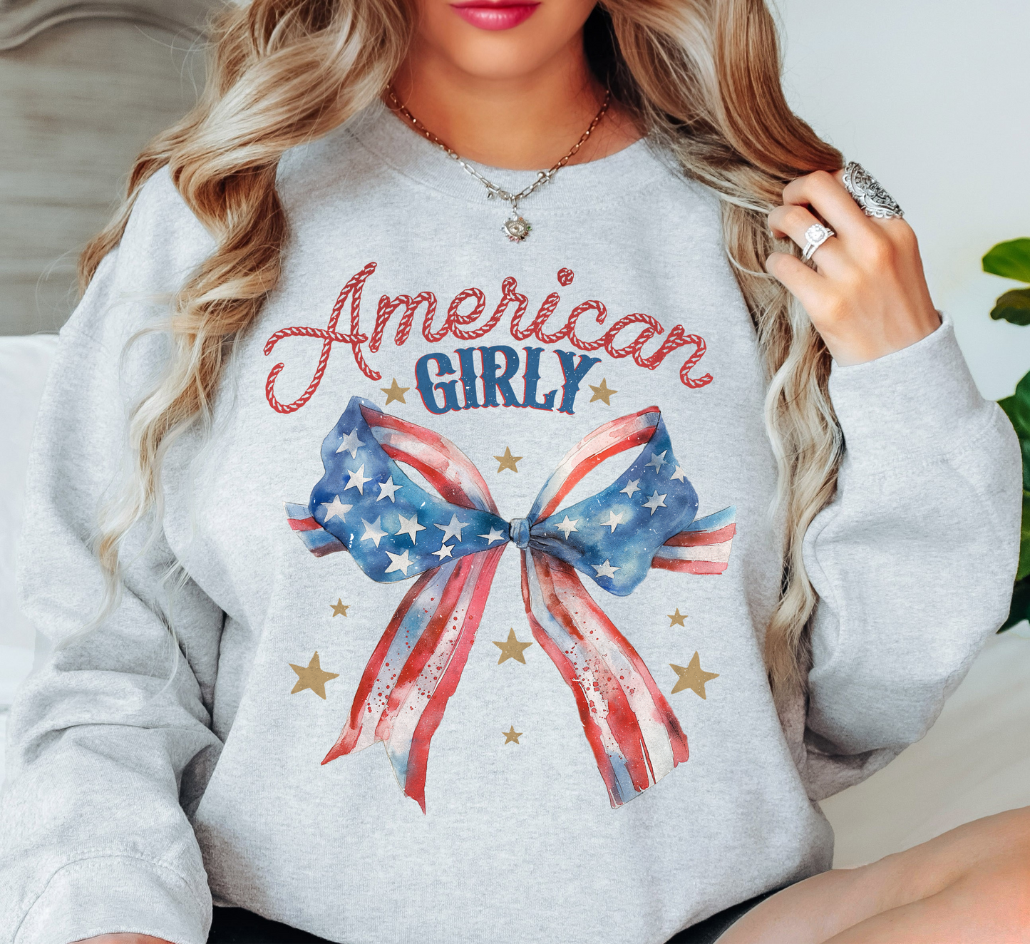 American Girly Sweatshirt | Stars and Stripes Collection | Unique Gifts for Family and Friends