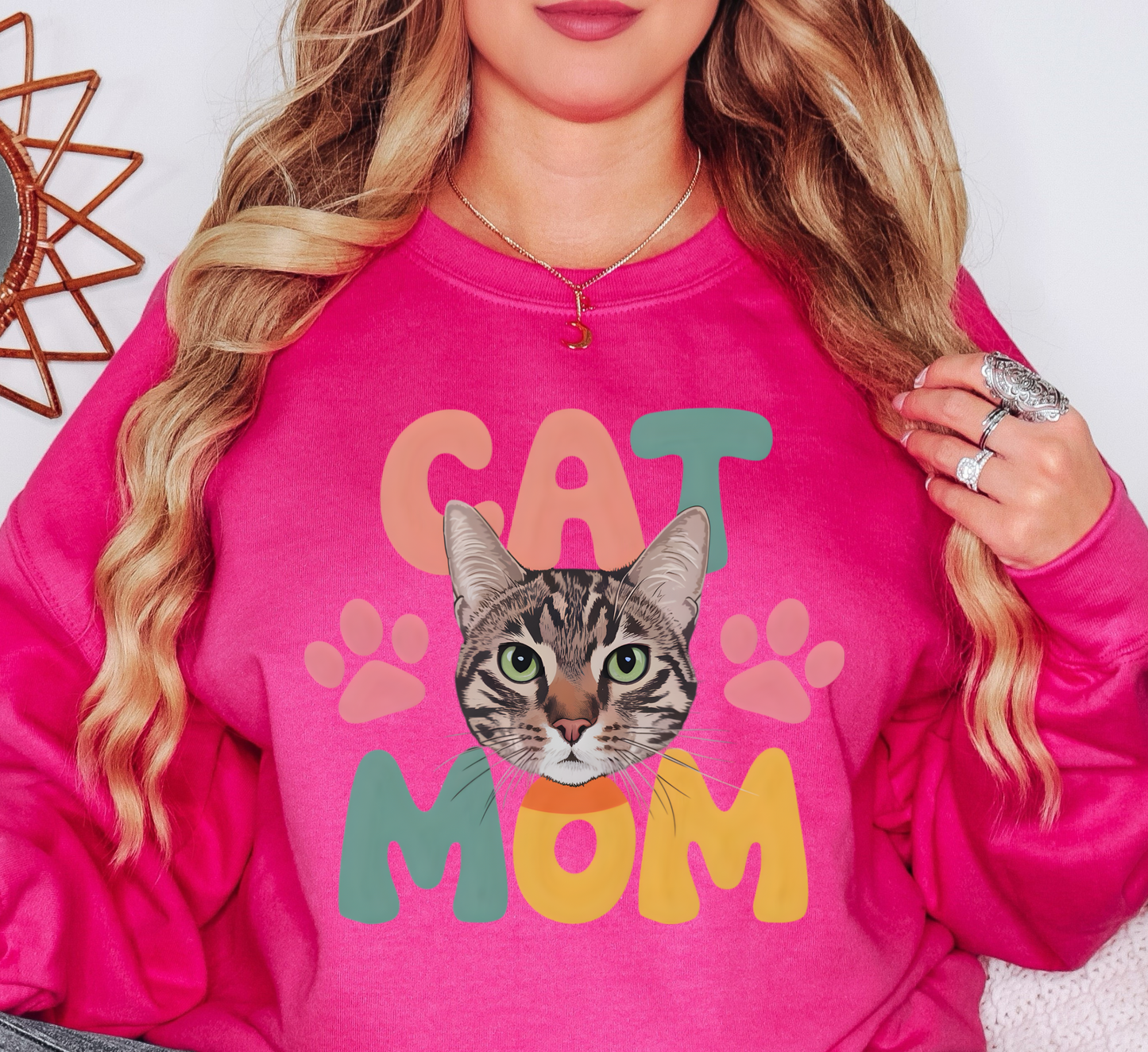Cat Mom Love Sweatshirt | Pawsitive Vibes Collection | Unique Gifts for Family and Friends