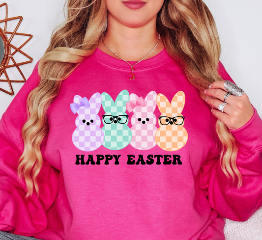 Happy Easter Peeps Sweatshirt | Hoppin' Into Spring Collection | Unique Gifts for Family Friends