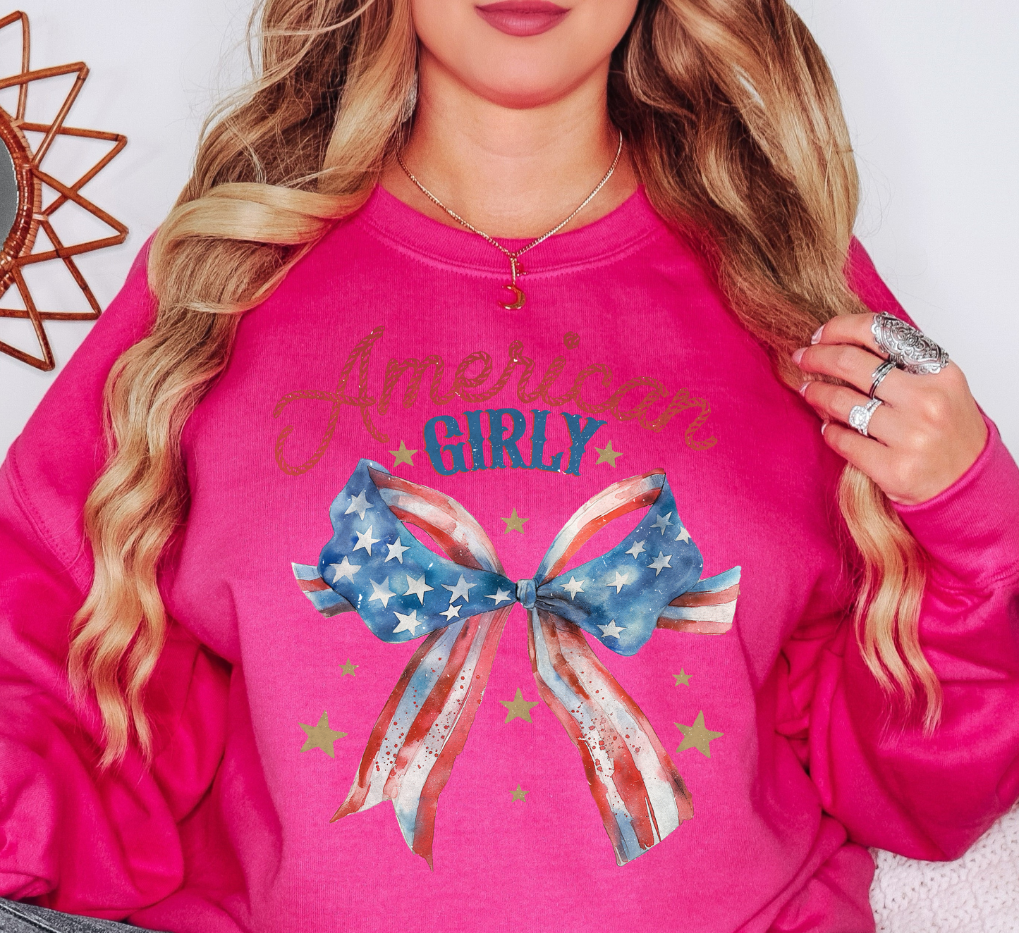 American Girly Sweatshirt | Stars and Stripes Collection | Unique Gifts for Family and Friends