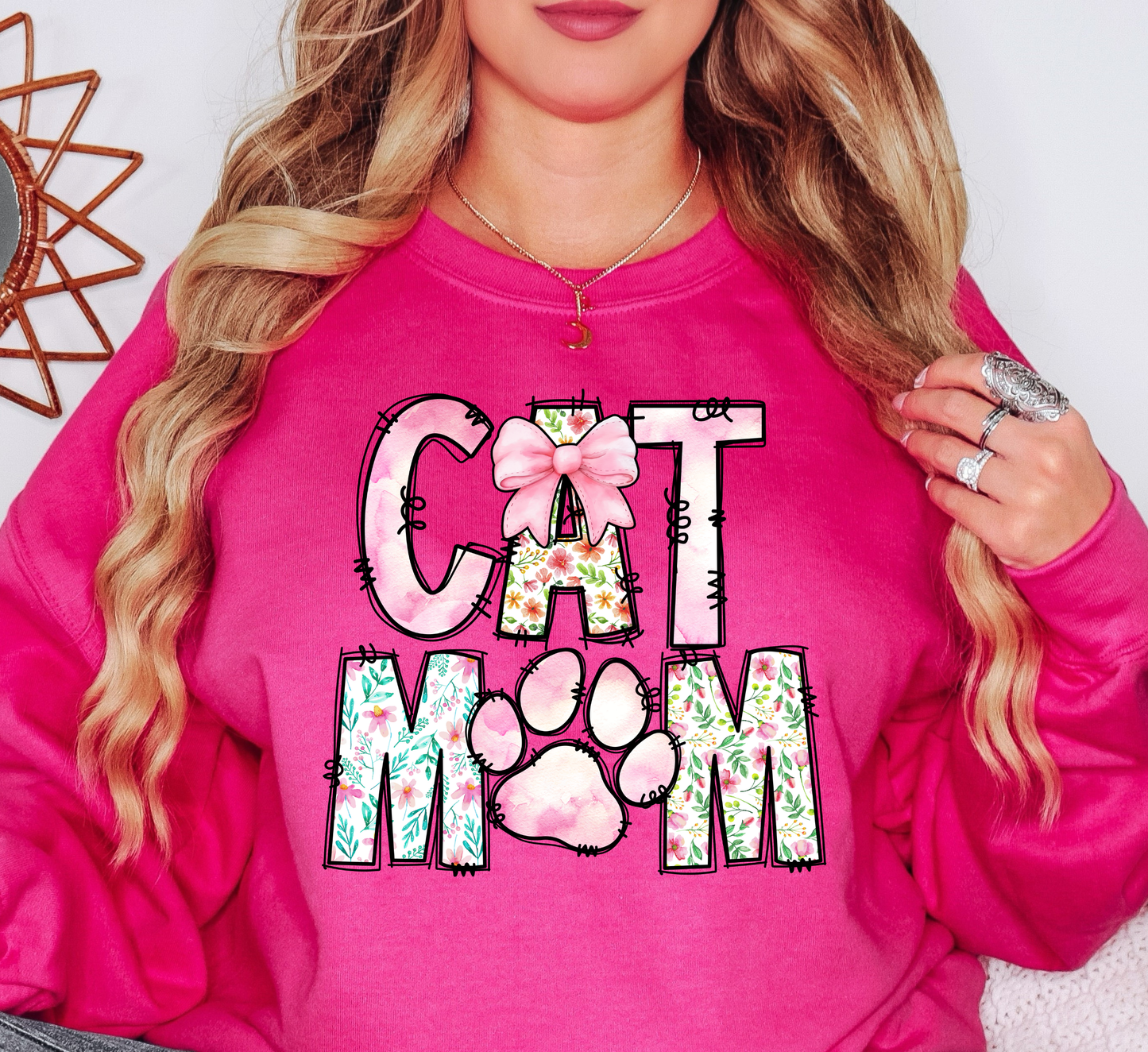 Preppy Cat Mom Sweatshirt | Pawsitive Vibes Collection | Unique Gifts for Family and Friends