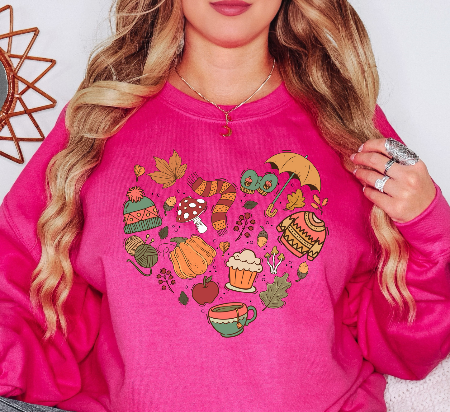 Fall Doodle Heart Sweatshirt | Falling For You Collection | Unique Gifts for Family Friends