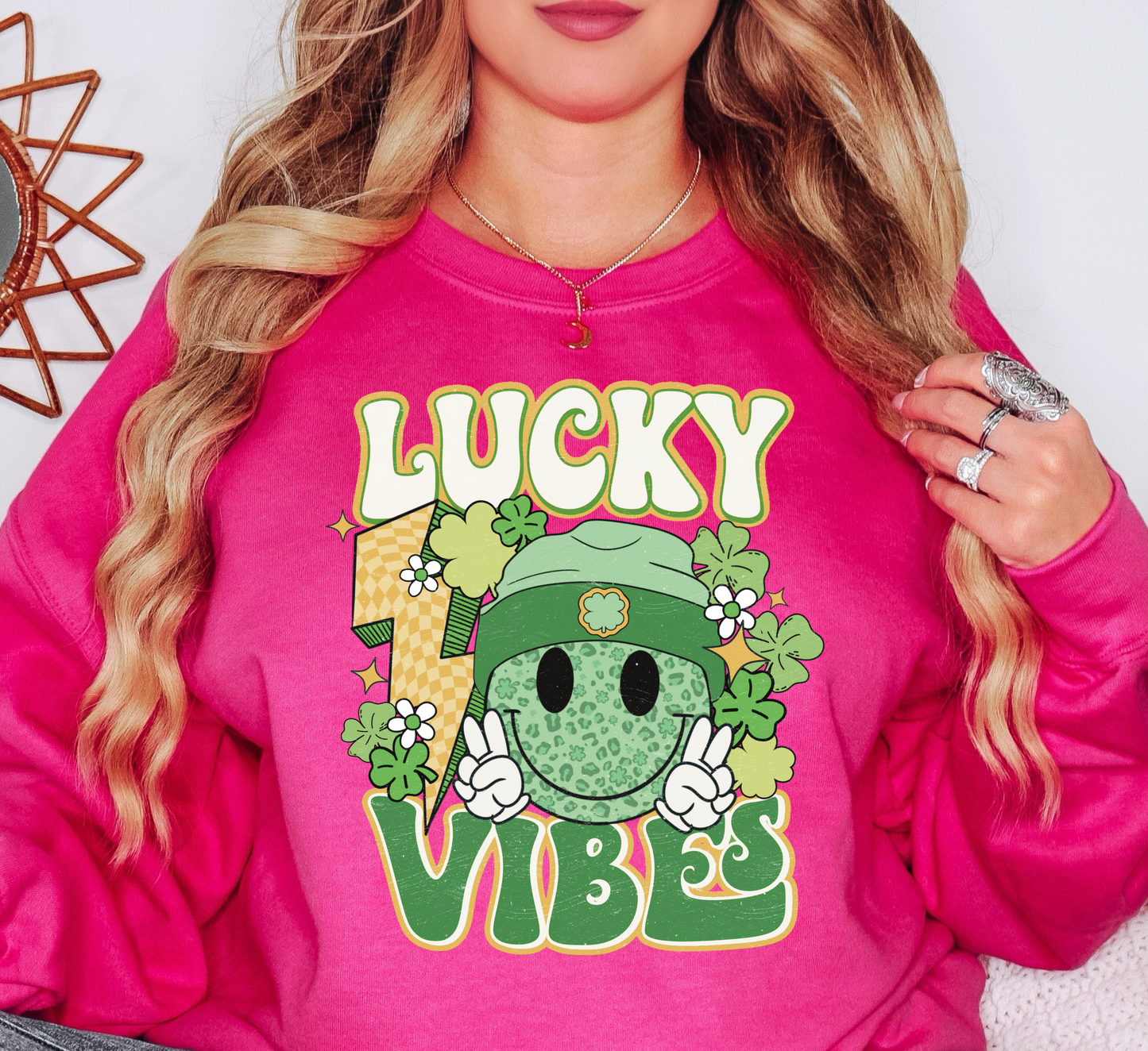 Retro Lucky Vibes Sweatshirt | Feeling Lucky Collection | Unique Gifts for Family Friends
