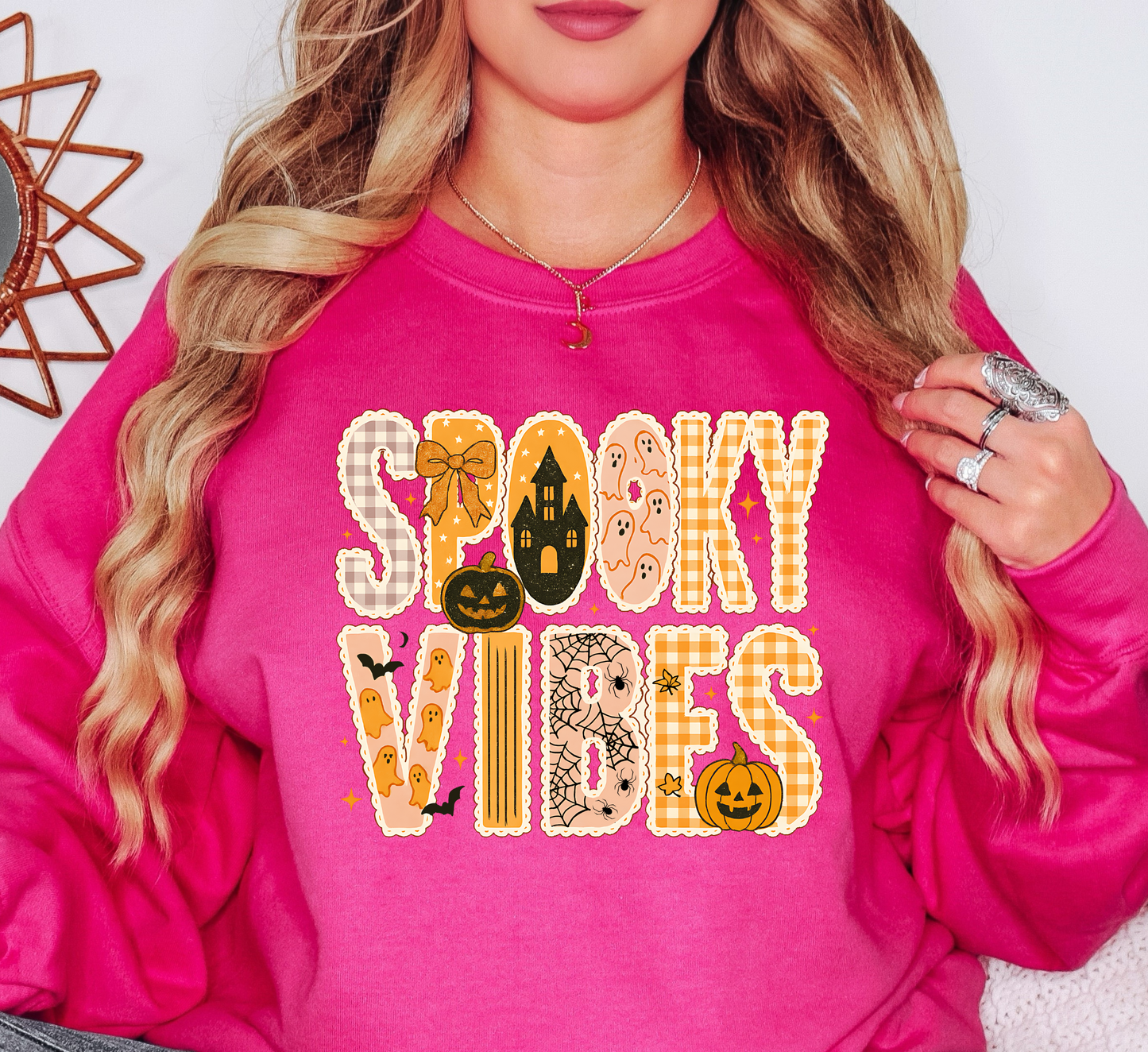 Spooky Vibes Preppy Sweatshirt | Boo-tiful Vibes Collection | Unique Gifts for Family Friends