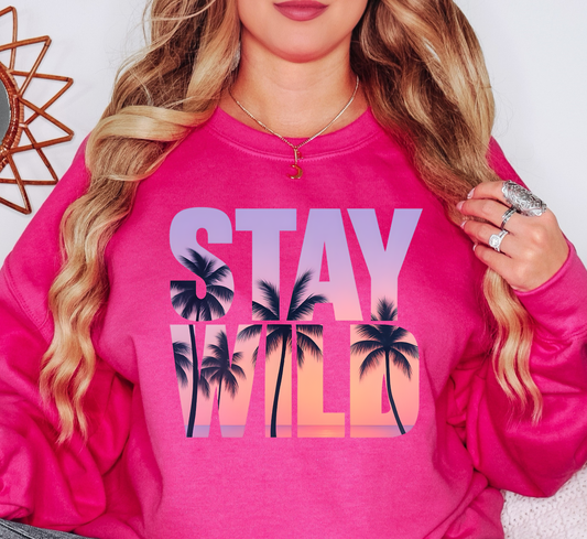 Stay Wild Palm Trees Sweatshirt | Beach Breeze Collection | Unique Gifts for Family Friends