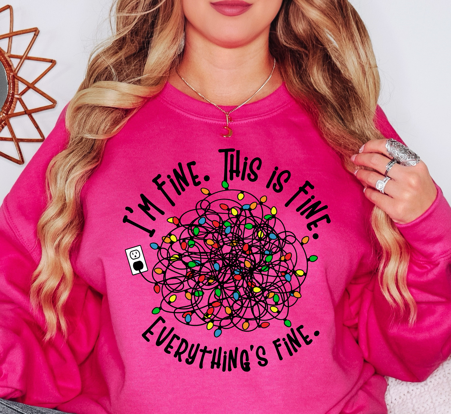 Xmas Lights I'm Fine Sweatshirt | Tis The Season Collection | Unique Gifts for Family Friends