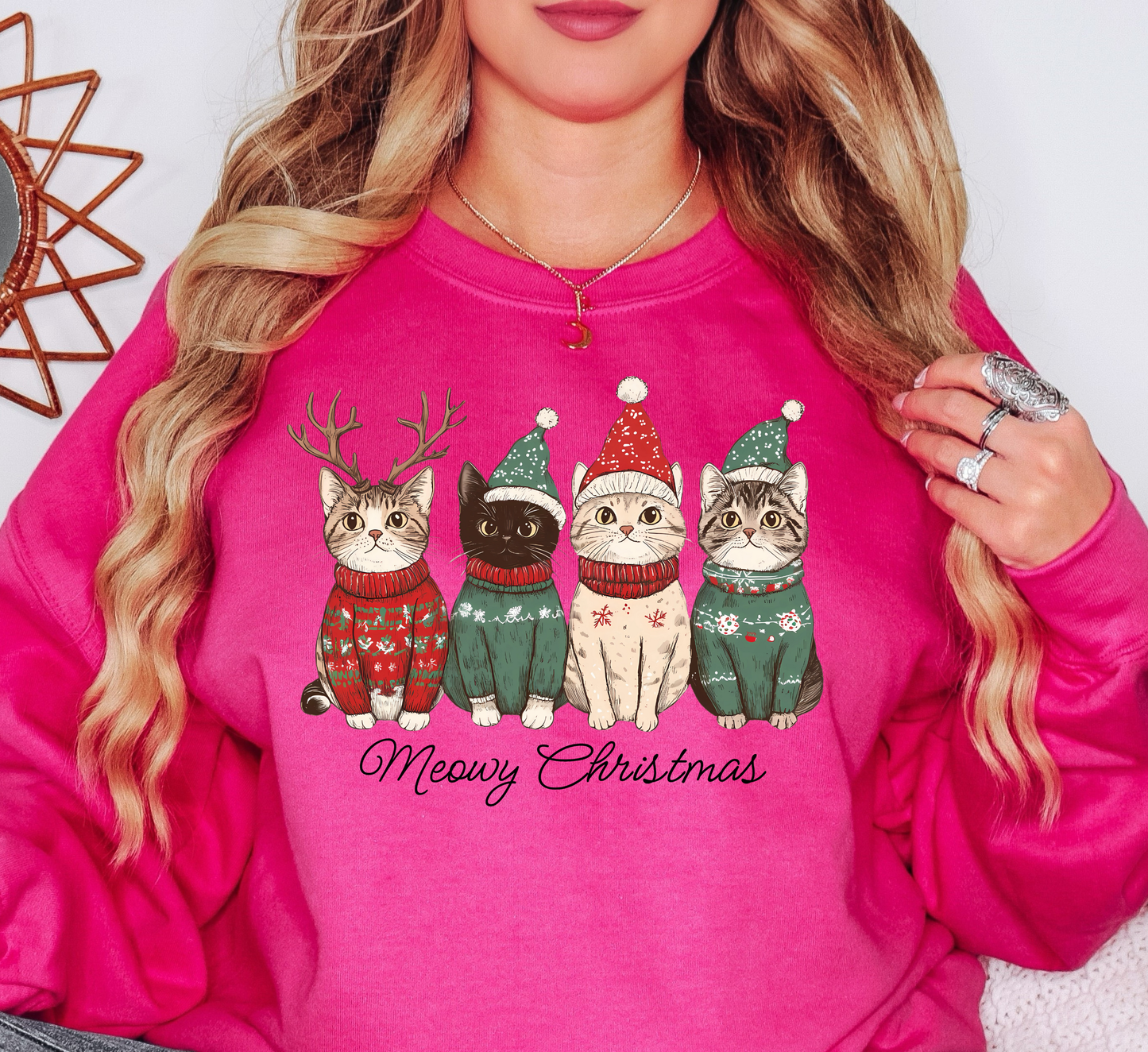 Meowy Cat Christmas Sweatshirt | Pawsitive Vibes Collection | Unique Gifts for Family and Friends