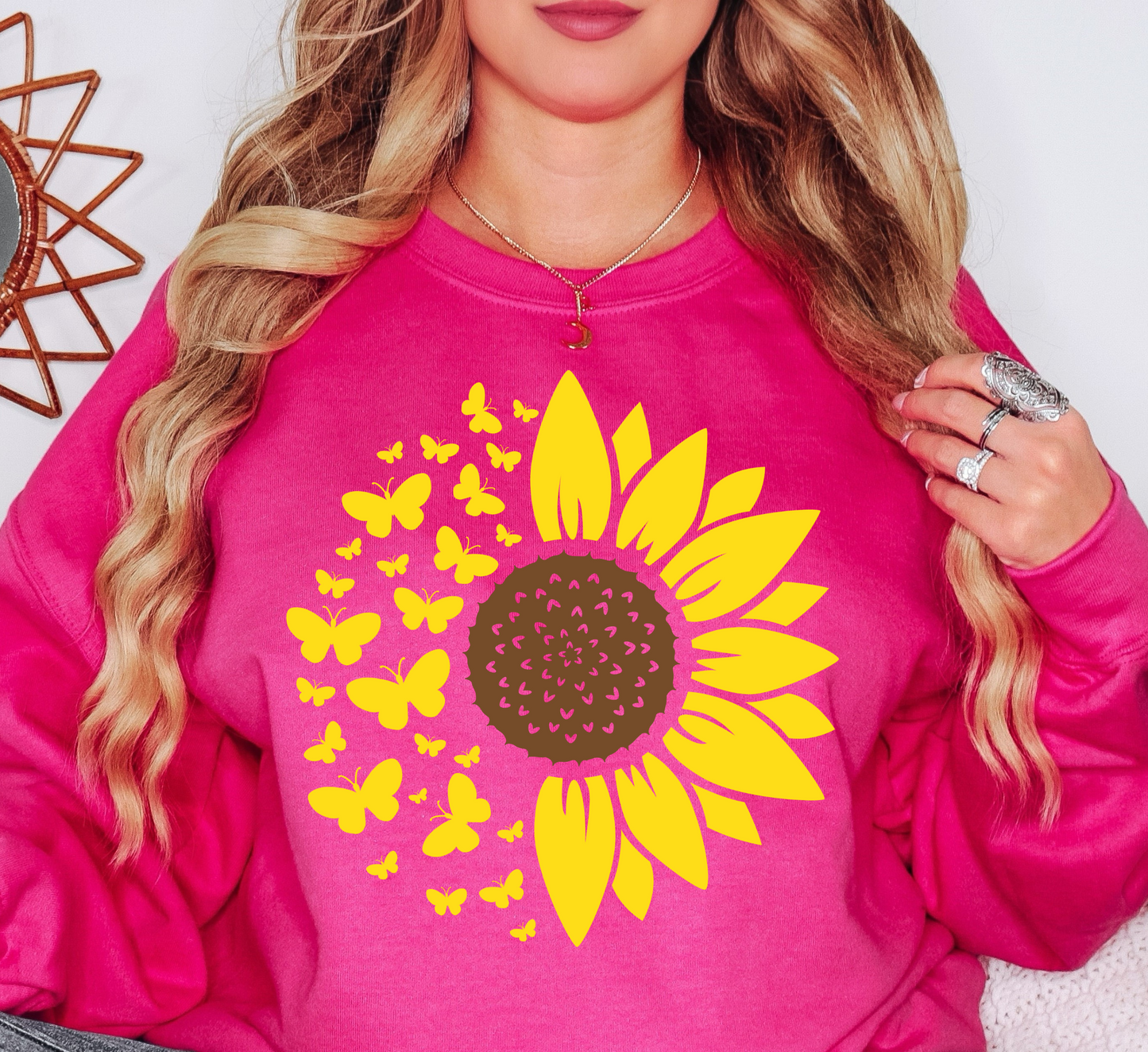 Sunflowers and Butterflies Sweatshirt | Hoppin' Into Spring Collection | Unique Gifts for Family Friends