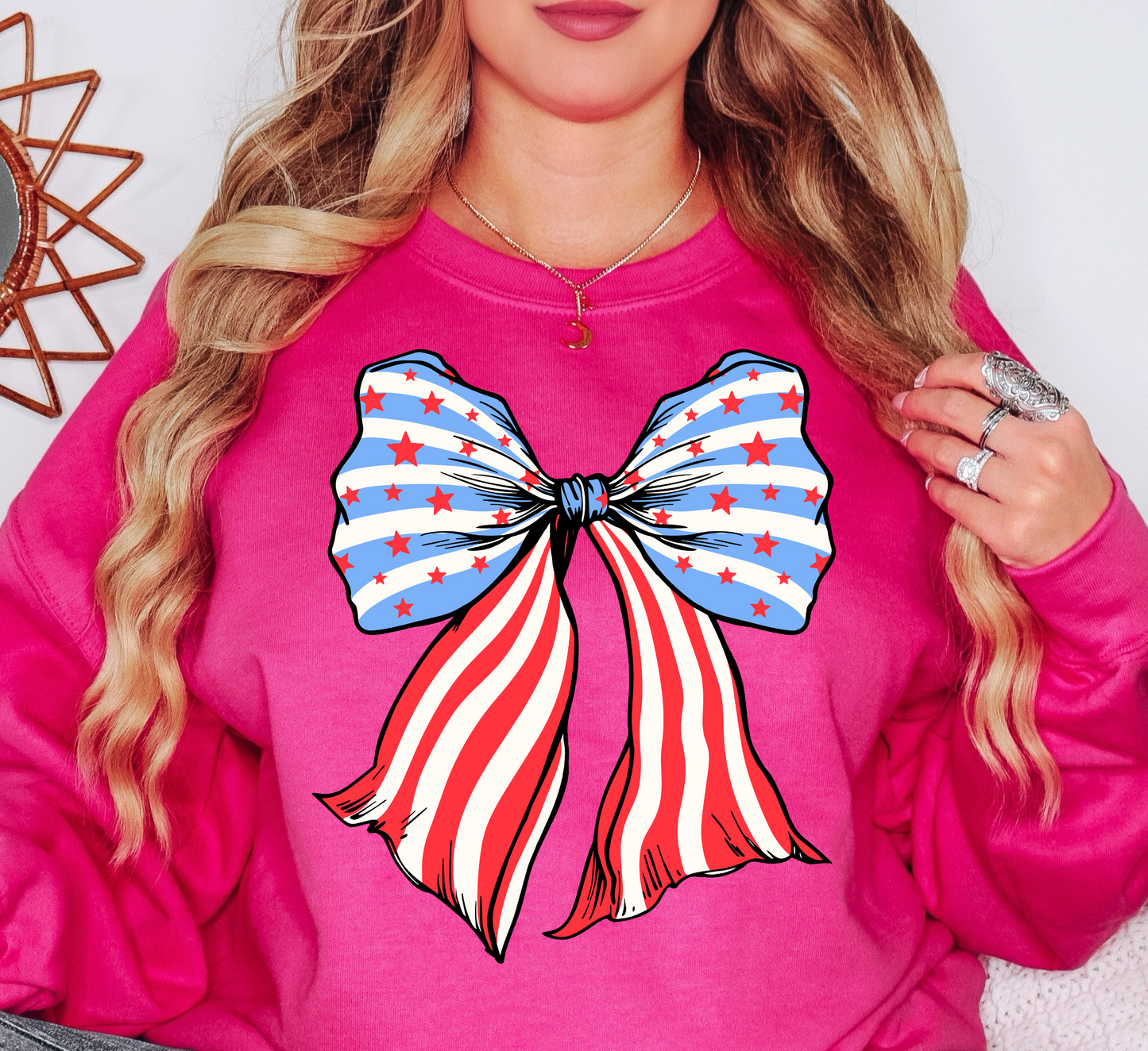 USA Coquette Bow Sweatshirt | Stars and Stripes Collection | Unique Gifts for Family and Friends