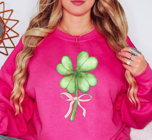 Bow and Shamrock Sweatshirt | Feeling Lucky Collection | Unique Gifts for Family Friends