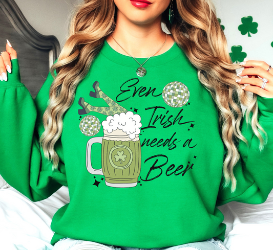 Irish Needs A Beer Sweatshirt | Feeling Lucky Collection | Unique Gifts for Family Friends