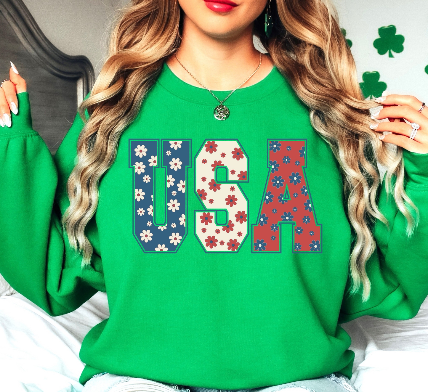 Floral USA Sweatshirt | Stars and Stripes Collection | Unique Gifts for Family and Friends