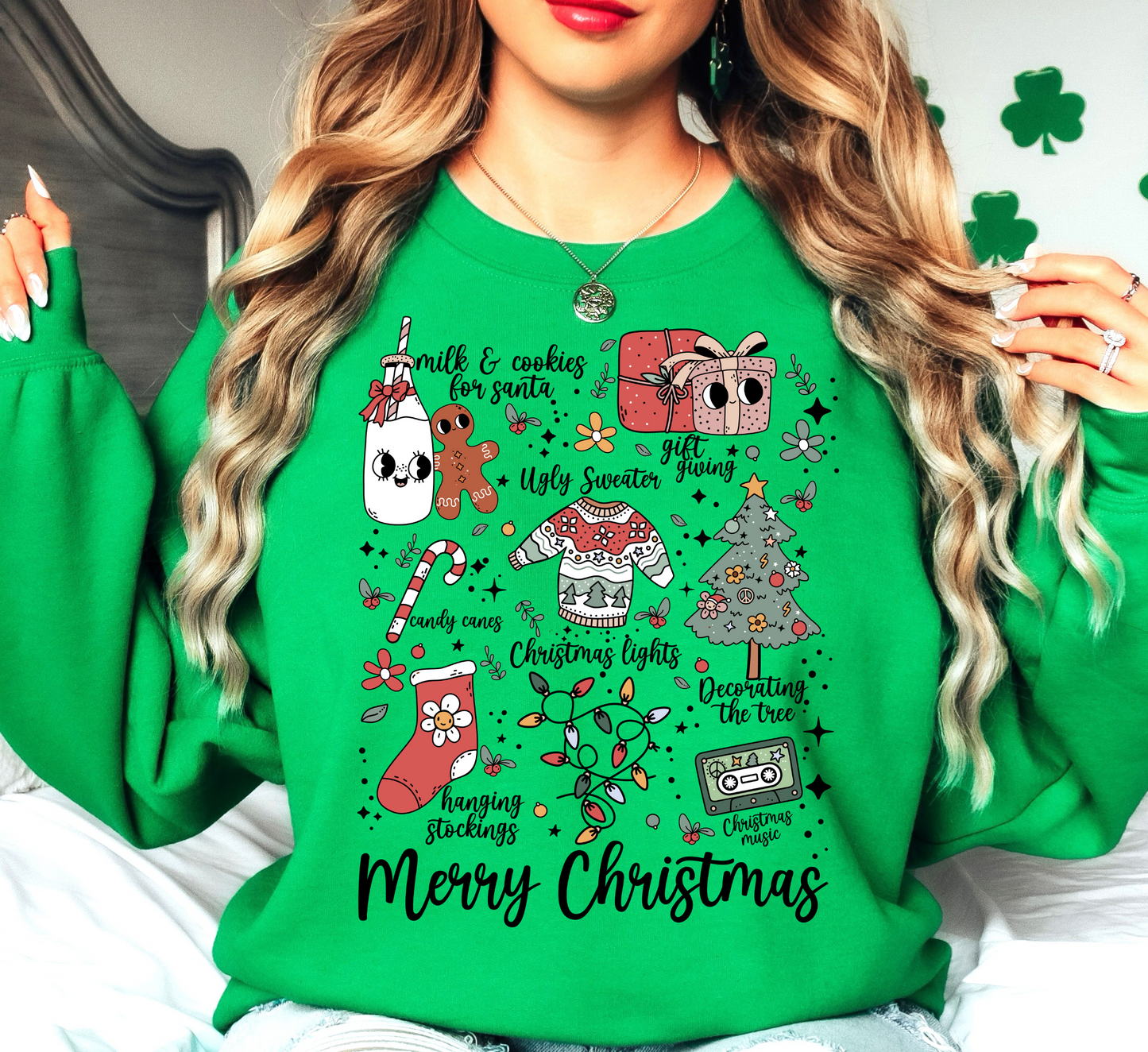 Merry Xmas Doodles Sweatshirt | Tis The Season Collection | Unique Gifts for Family Friends