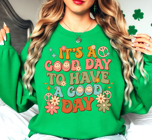 Retro Good Day Sweatshirt | Groovy Vibes Collection | Unique Gifts for Family and Friends