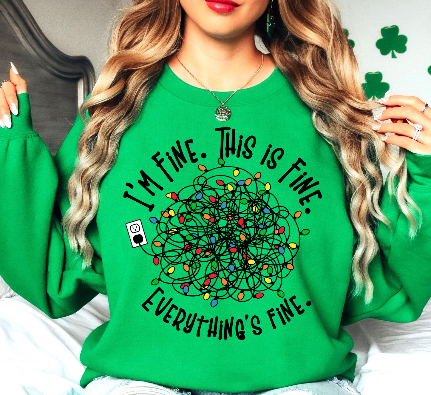Xmas Lights I'm Fine Sweatshirt | Tis The Season Collection | Unique Gifts for Family Friends