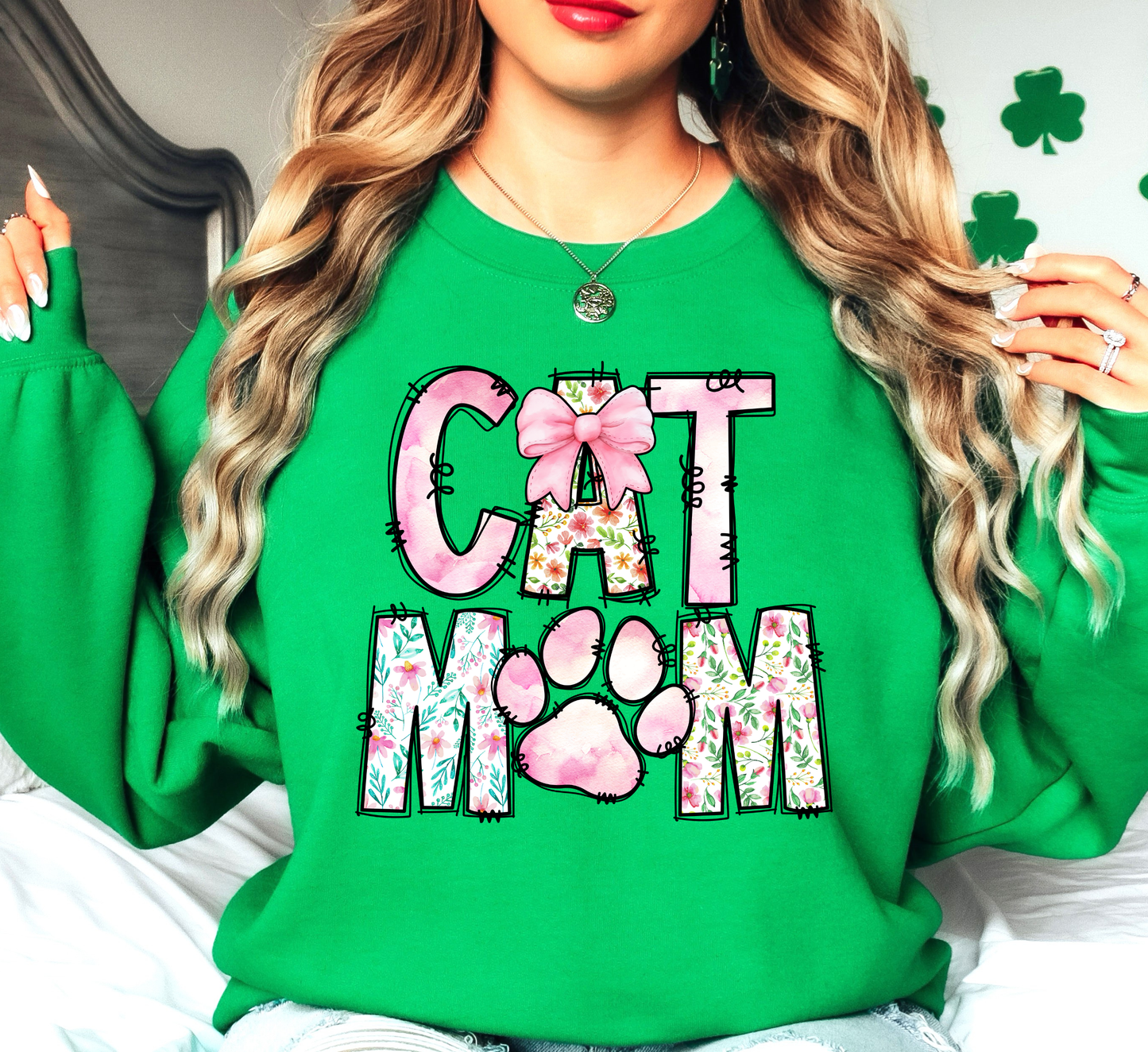 Preppy Cat Mom Sweatshirt | Pawsitive Vibes Collection | Unique Gifts for Family and Friends