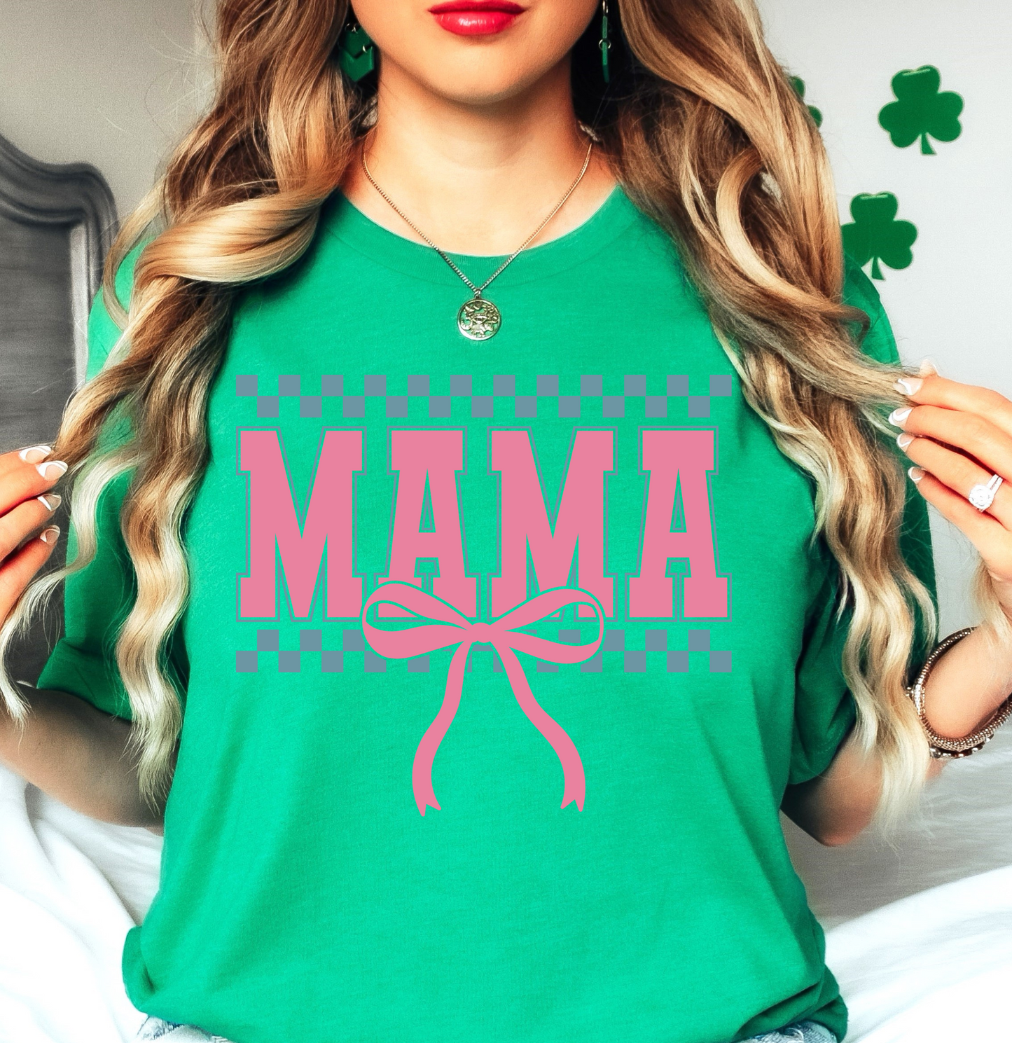 Checkered Mama Bow Tee | Mama Mode Activated Collection | Unisex Pre-Shrunk T-Shirt