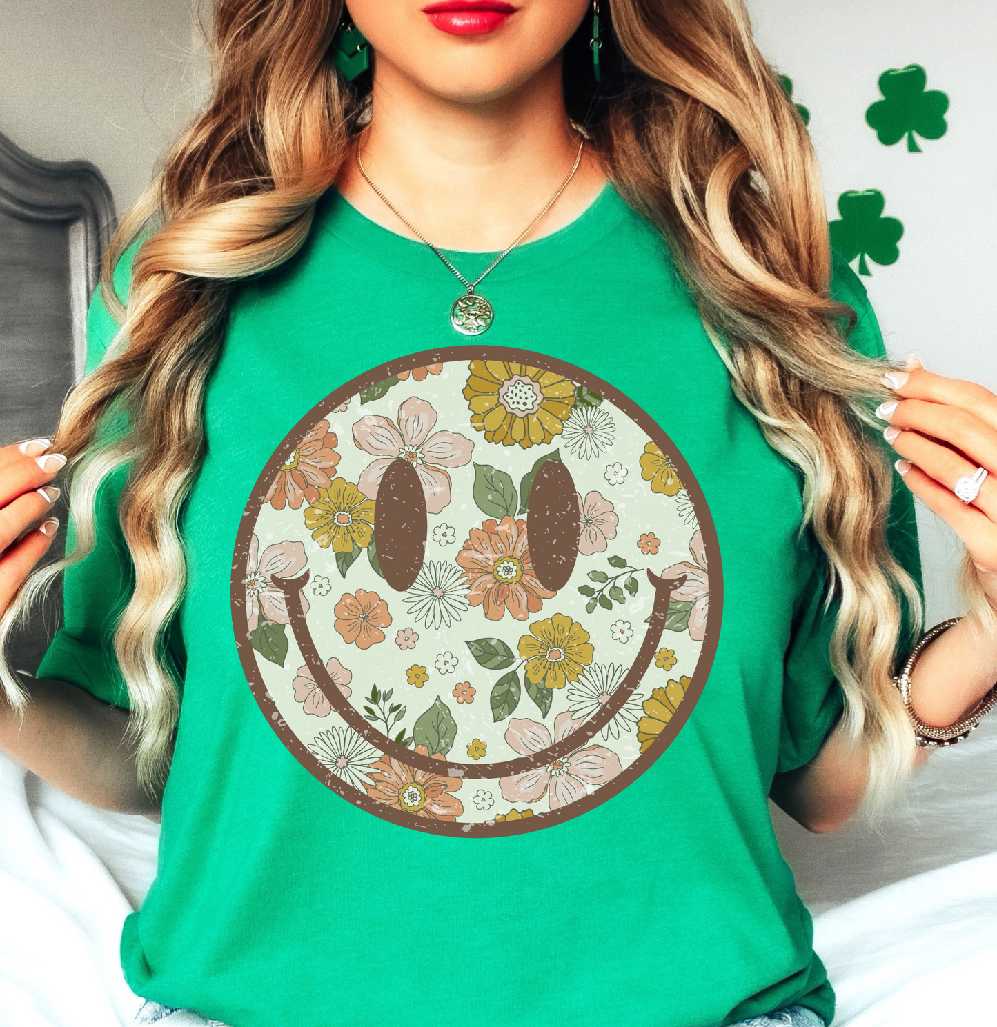 Distressed Floral Smiley Tee | Spring Fling Collection | Unisex Pre-Shrunk T-Shirt