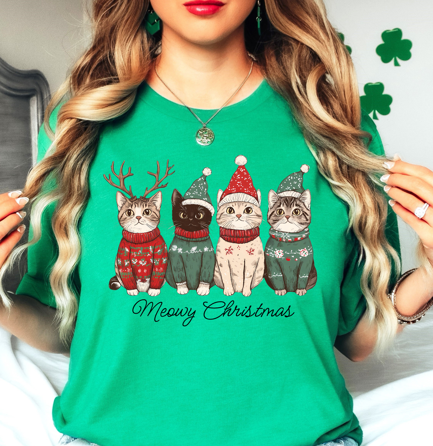 Meowy Cat Christmas Tee | Pawsitive Vibes Collection | Unisex Pre-Shrunk T-Shirt