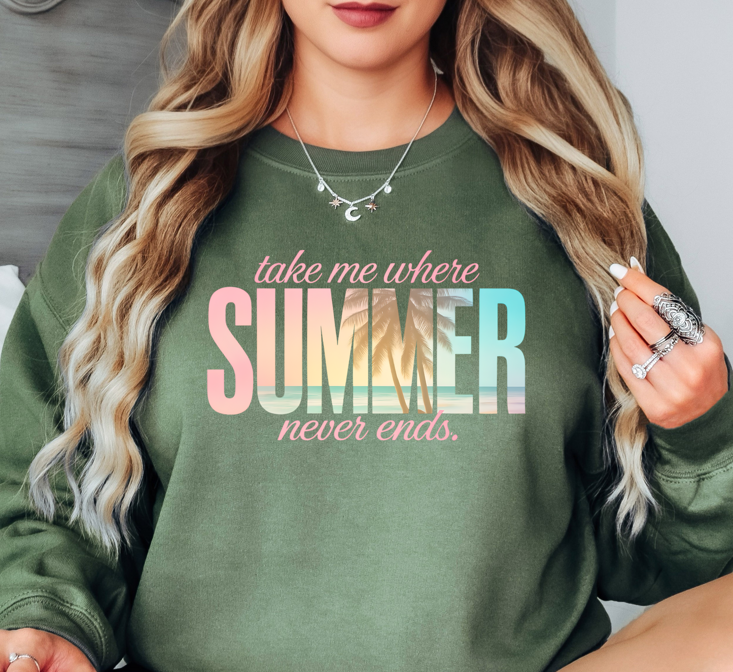 Summer Never Ends Sweatshirt | Beach Breeze Collection | Unique Gifts for Family Friends