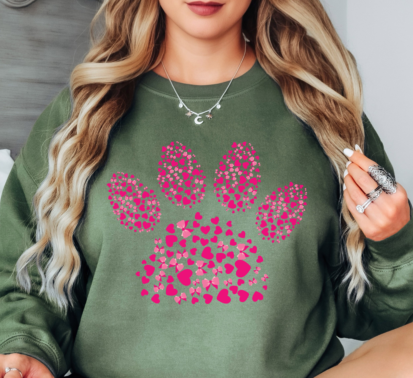 Pink Pet Paw Sweatshirt | Pawsitive Vibes Collection | Unique Gifts for Family and Friends