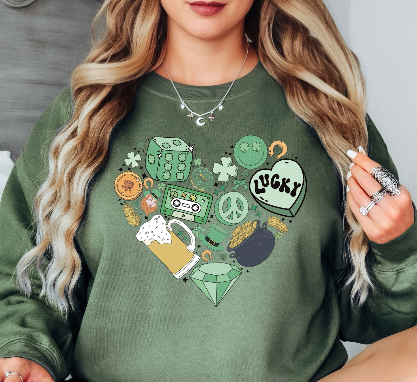 Lucky Heart Doodle Sweatshirt | Feeling Lucky Collection | Unique Gifts for Family Friends