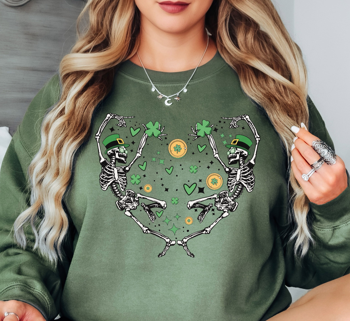 Dancing Skeleton Heart Sweatshirt | Feeling Lucky Collection | Unique Gifts for Family Friends