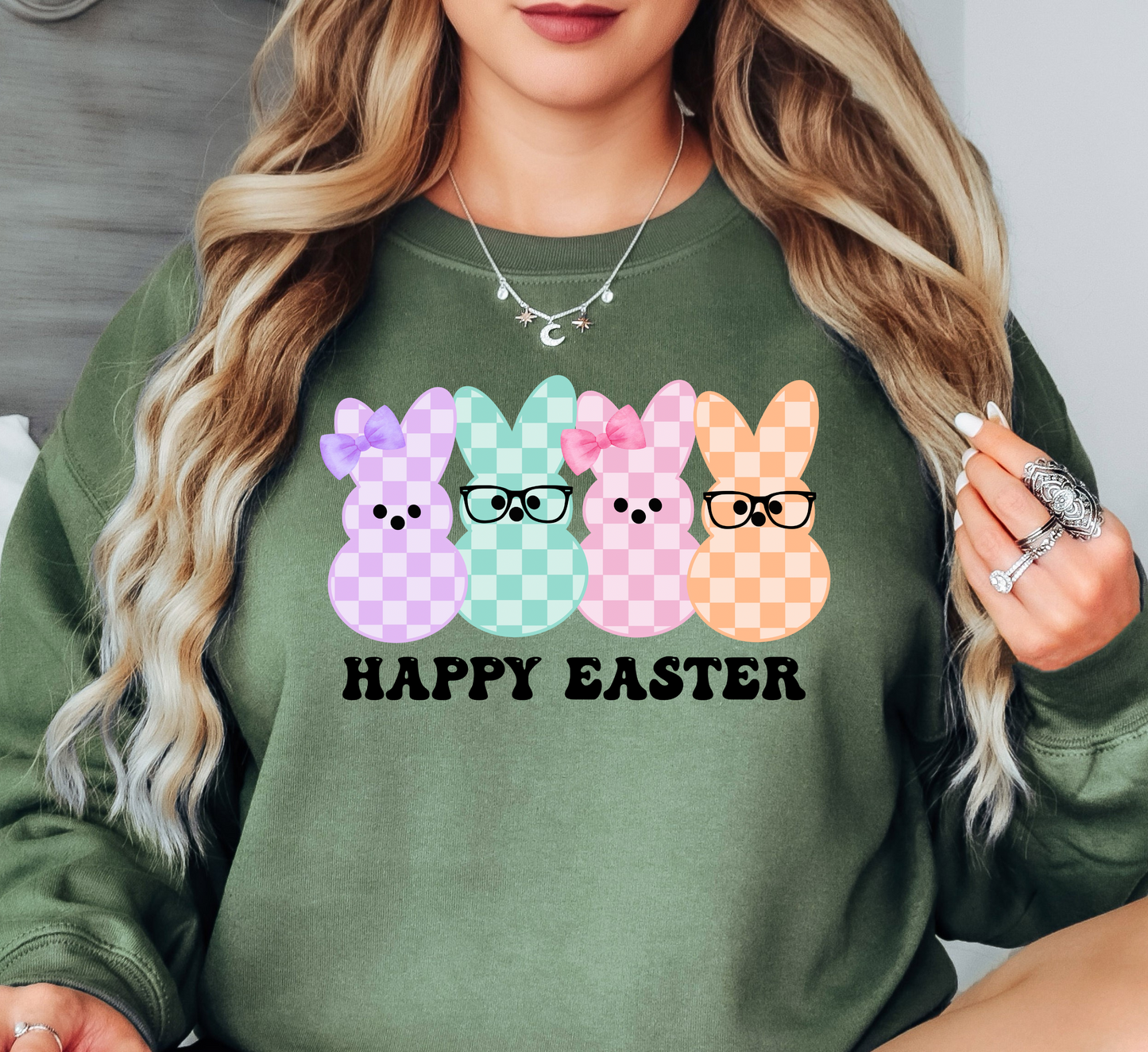Happy Easter Peeps Sweatshirt | Hoppin' Into Spring Collection | Unique Gifts for Family Friends