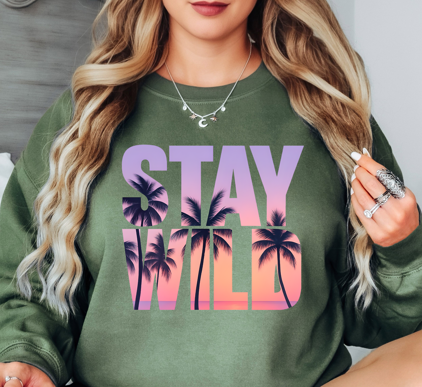 Stay Wild Palm Trees Sweatshirt | Beach Breeze Collection | Unique Gifts for Family Friends