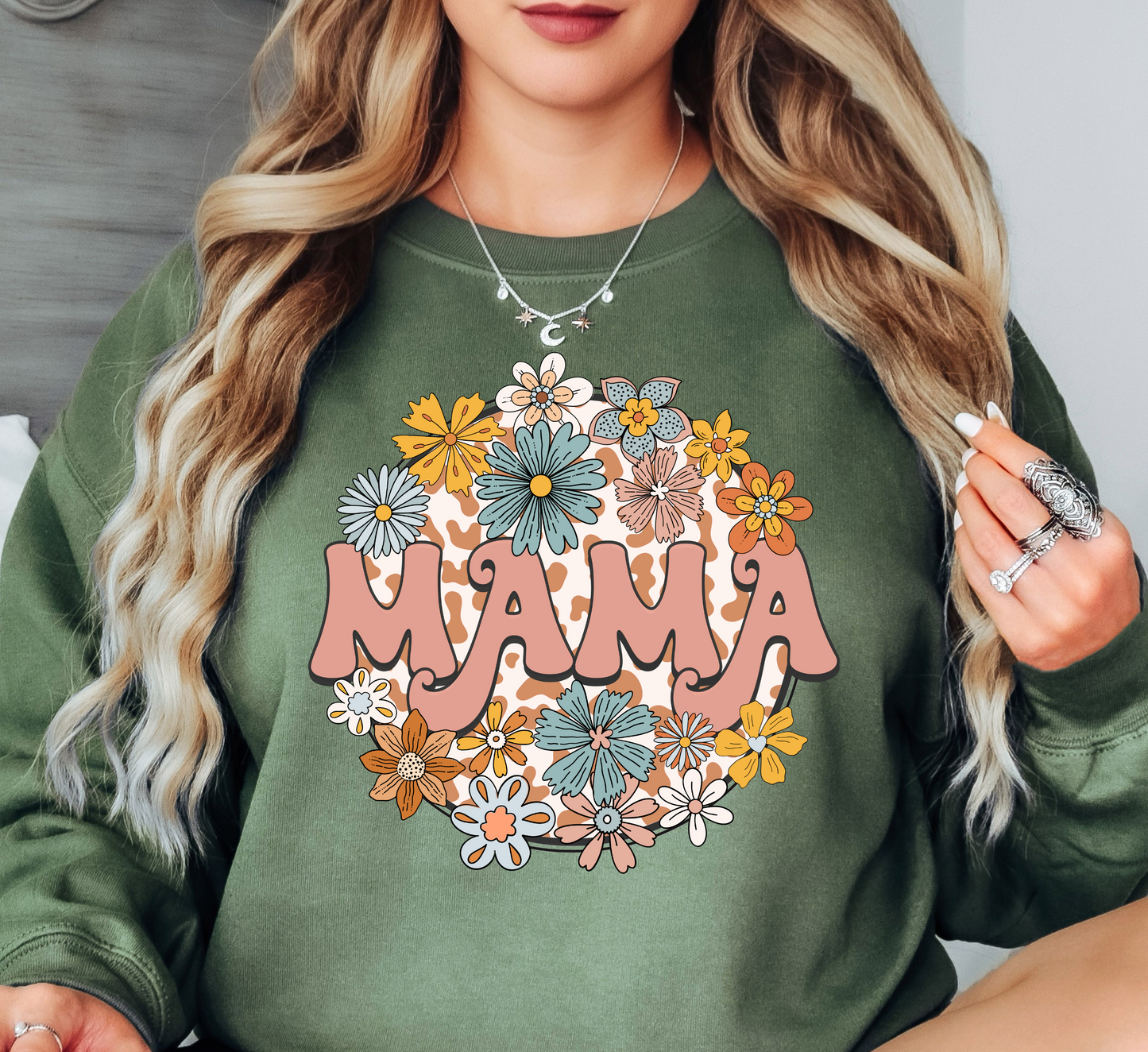 Retro Groovy Floral Mama Sweatshirt | Mama Mode Activated Collection | Unique Gifts for Family Friends