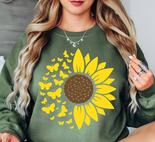 Sunflowers and Butterflies Sweatshirt | Hoppin' Into Spring Collection | Unique Gifts for Family Friends