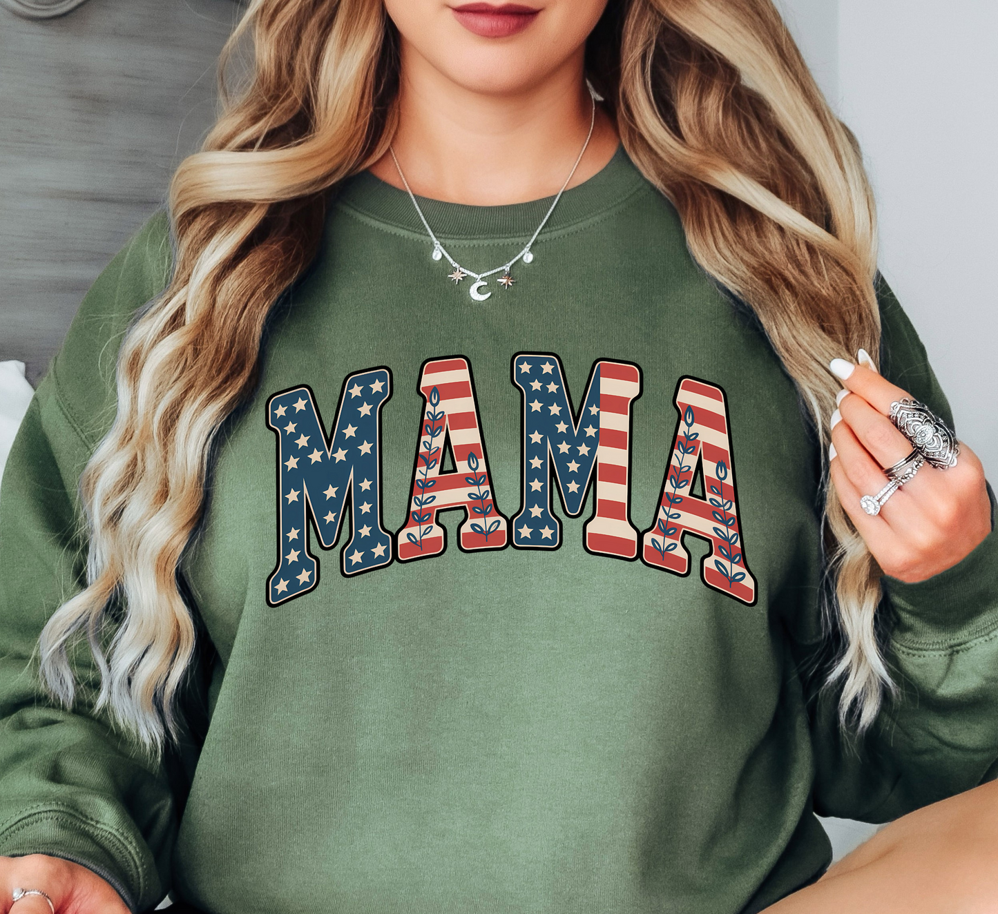 USA Floral Mama Sweatshirt | Mama Mode Activated Collection | Unique Gifts for Family Friends