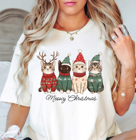 Meowy Cat Christmas Tee | Pawsitive Vibes Collection | Unisex Pre-Shrunk T-Shirt