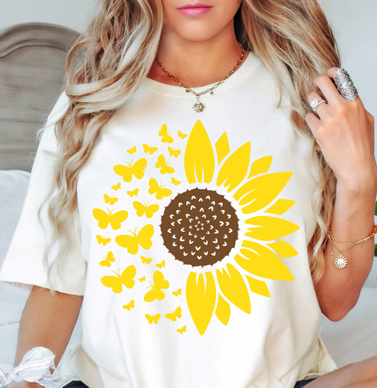 Sunflowers and Butterflies Tee | Hoppin' Into Spring Collection | Unisex Pre-Shrunk T-Shirt