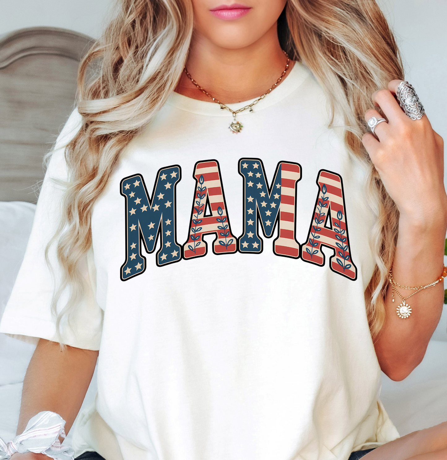 USA Floral Mama Tee | Mama Mode Activated Collection | Unisex Pre-Shrunk T-Shirt