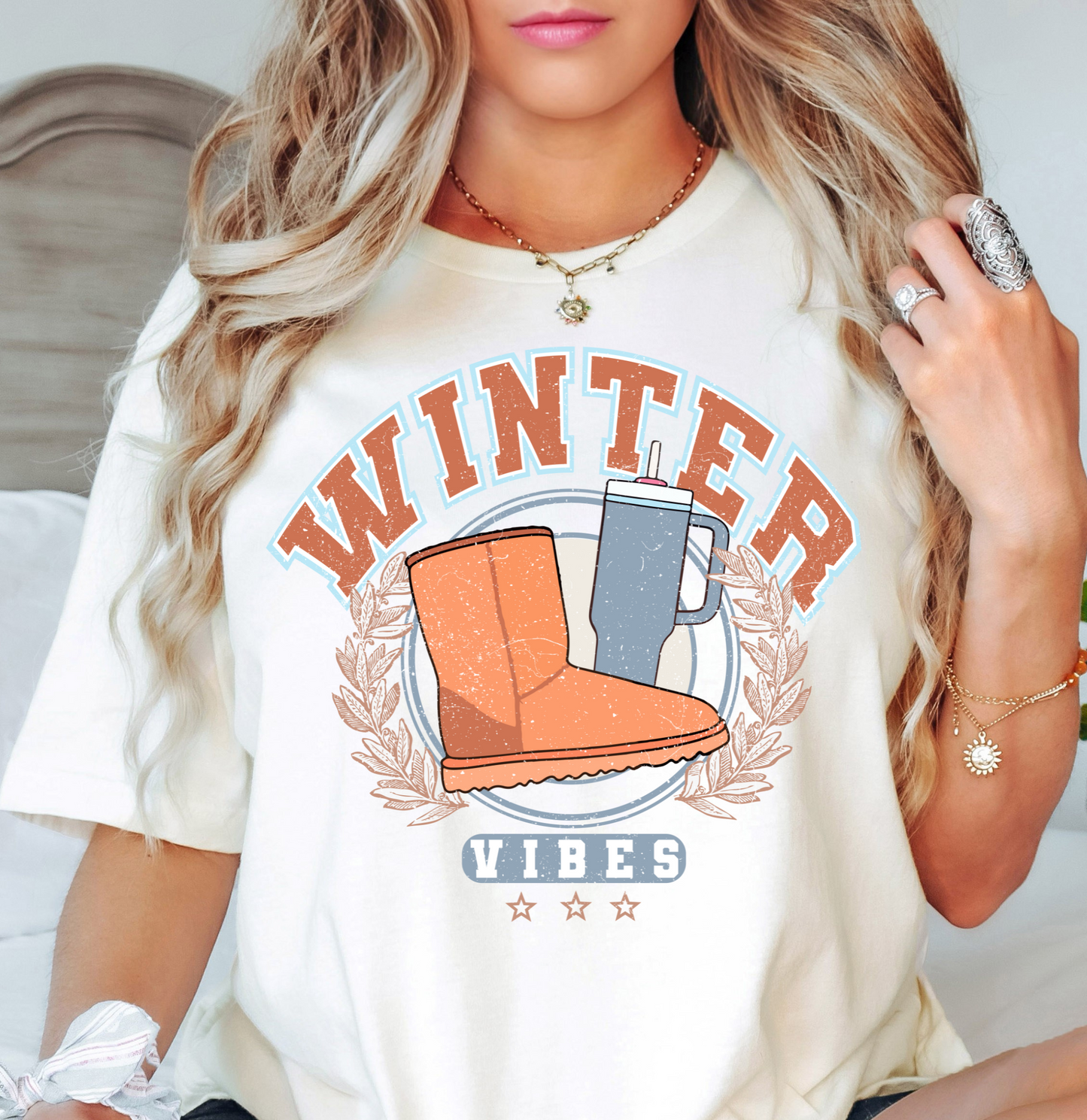 Distressed Winter Vibes Tee | Frosty Chic Collection | Unisex Pre-Shrunk T-Shirt