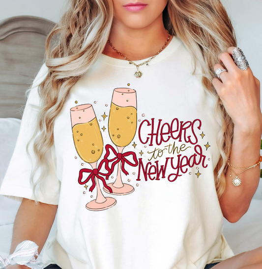 Champagne Cheers To New Year Tee | New Year Magic Collection | Unisex Pre-Shrunk T-Shirt