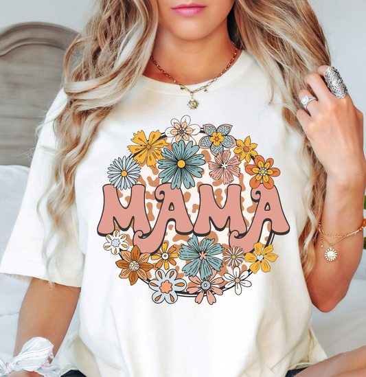 Retro Groovy Floral Mama Tee | Mama Mode Activated Collection | Unisex Pre-Shrunk T-Shirt