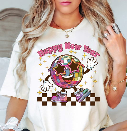 Retro Happy New Year Tee | New Year Magic Collection | Unisex Pre-Shrunk T-Shirt