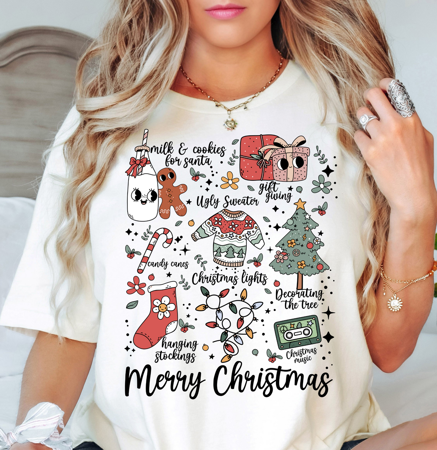 Merry Xmas Doodles Tee | Tis The Season Collection | Unisex Pre-Shrunk T-Shirt