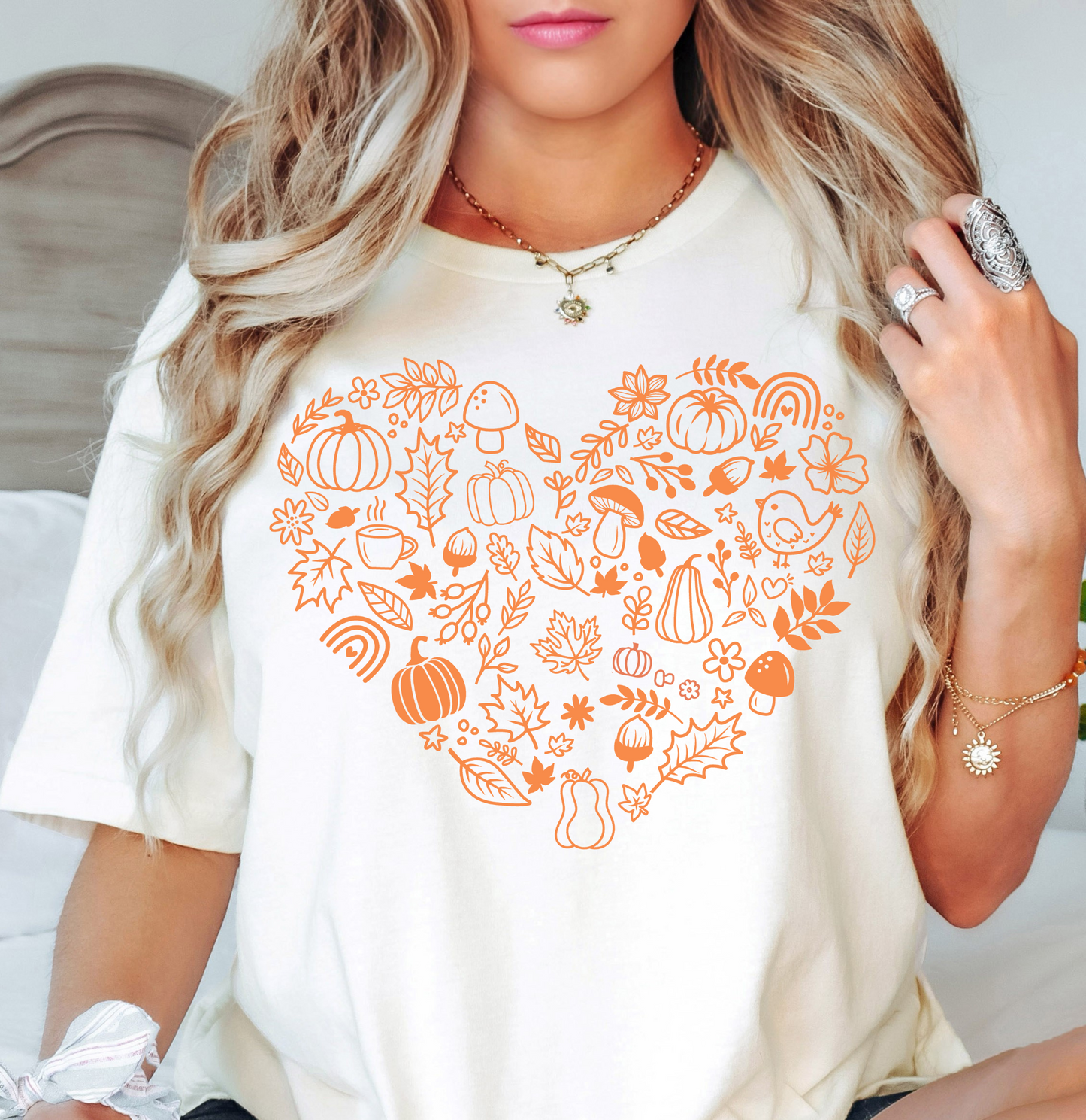 Autumn Doodles Heart Tee | Harvest Joy Collection | Unisex Pre-Shrunk T-Shirt
