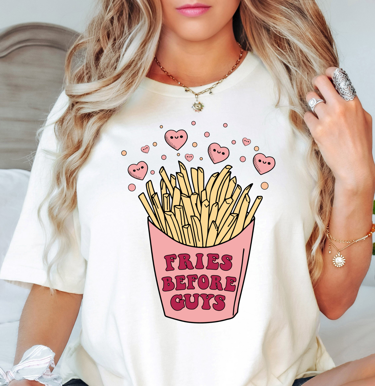Fries Before Guys Tee | XoXo Love Collection | Unisex Pre-Shrunk T-Shirt